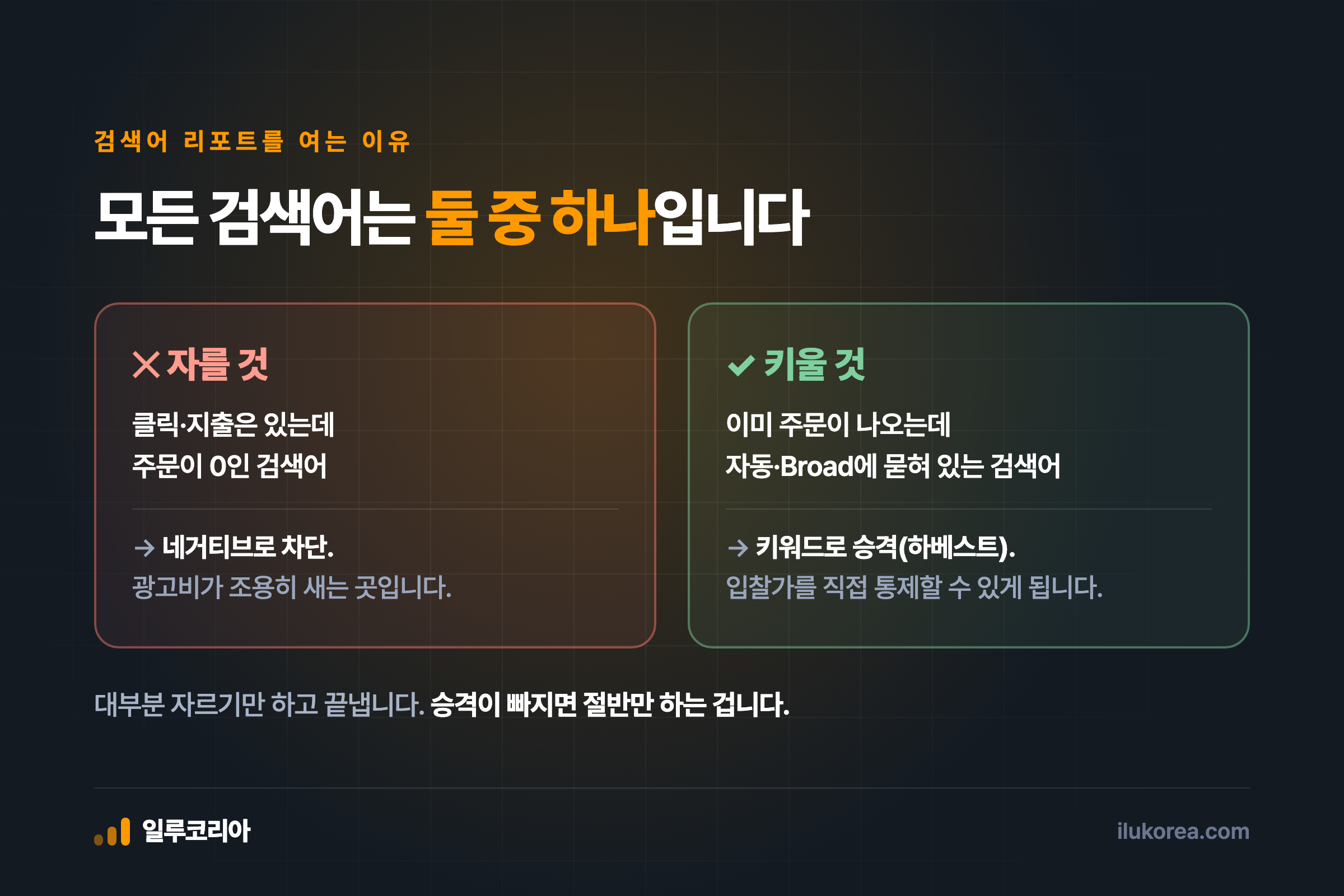 자를 검색어와 키울 검색어 두 갈래 구분
